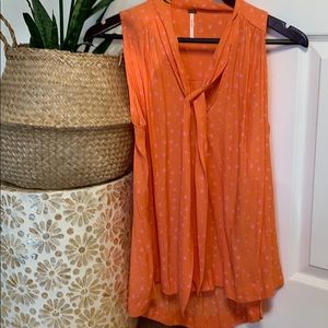 Free people blouse with neck tie detail